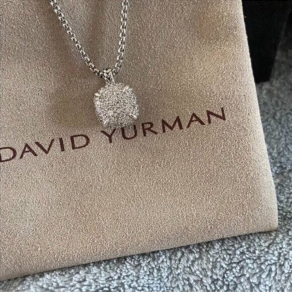 David Yurman Silver Pavé Sphere Pendant Necklace - Picture 5 of 6